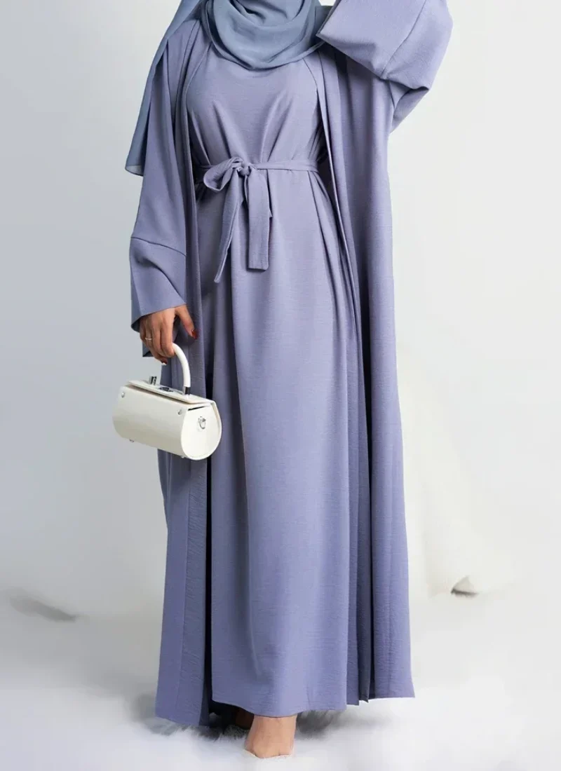 Abaya-Robe en fibre hijab , ensemble musulman assressenti