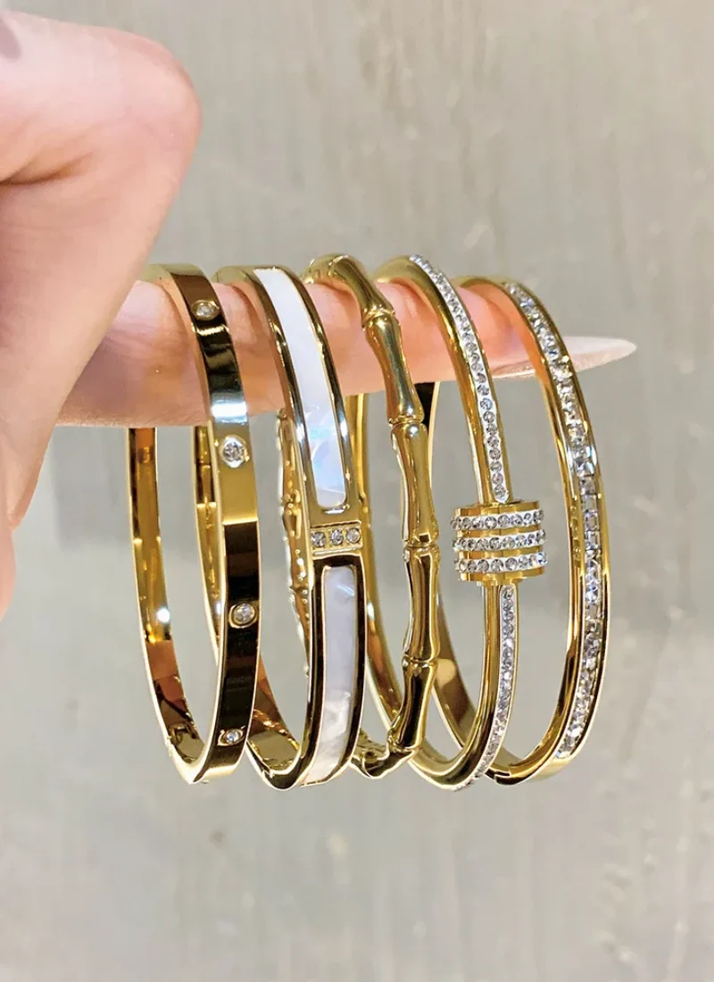 Bracelets étanches en acier inoxydable doré pour femme, design tendance, cadeau de marque de luxe