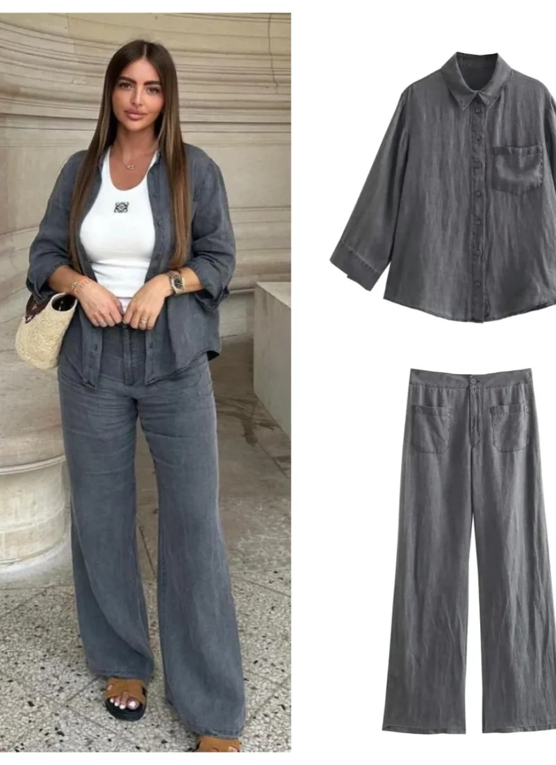 Ensemble chemise en lin et pantalon